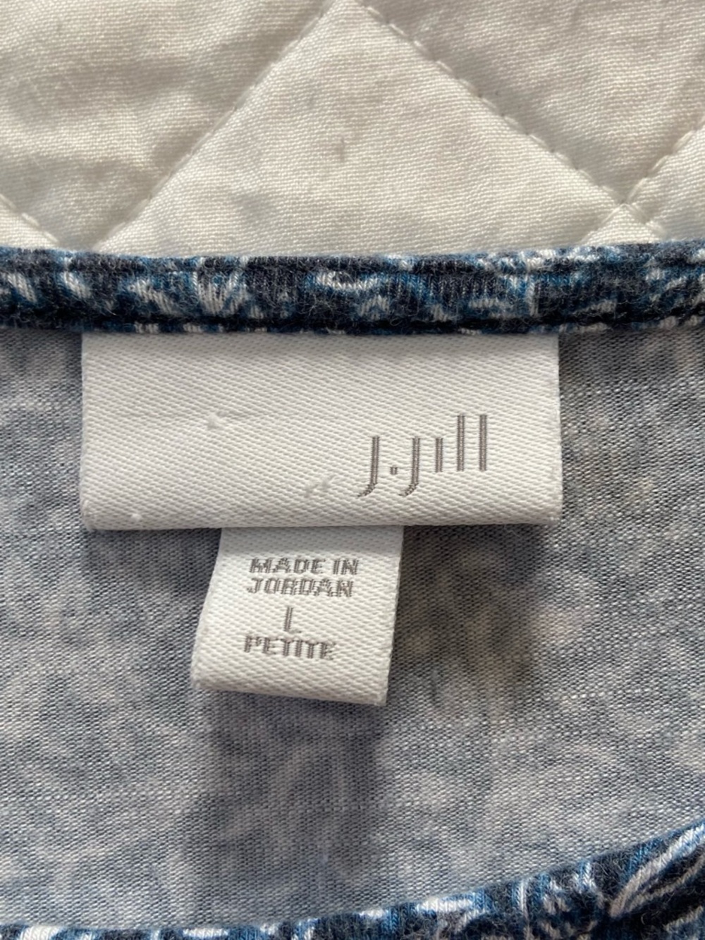 J. Jill Navy and White Paisley Midi Shift Dress Size LP - Picture 5 of 12